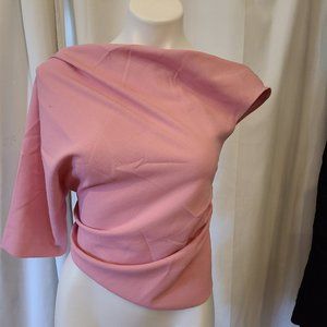zara pink one shoulder top xs